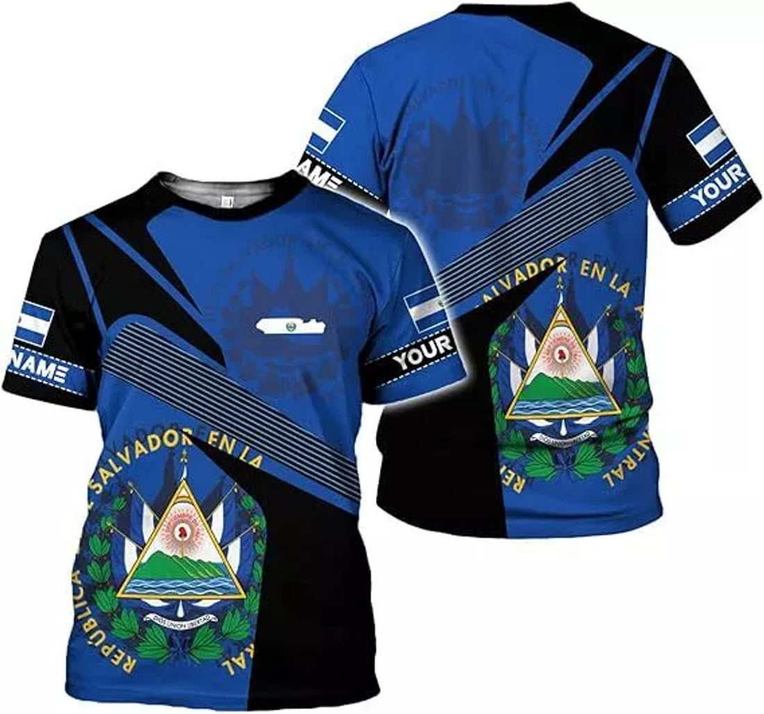 Custom El Salvador Shirt 3D, El Salvador Flag Shirt for Men Women, El Salvador T-Shirts