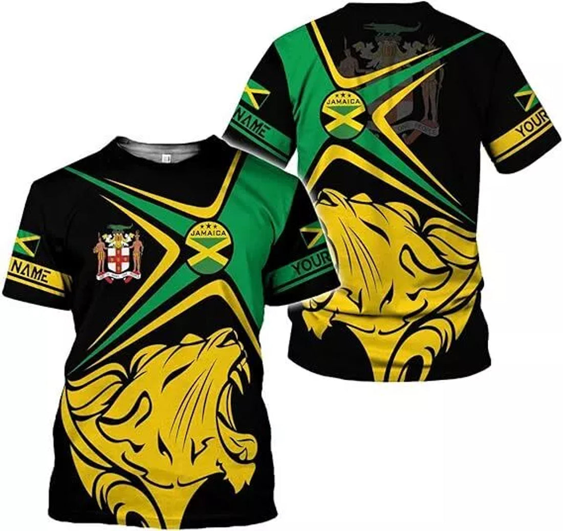 Custom Jamaica Flag Lion Shirt for Men Women Jamaican Pride T-Shirt