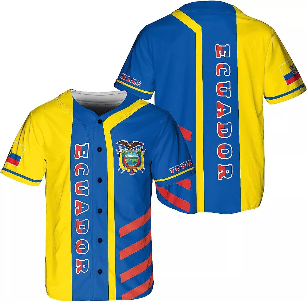 Custom Personalized Ecuador Baseball Jersey Shirt, Ecuador Flag Jersey