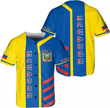 Custom Personalized Ecuador Baseball Jersey Shirt, Ecuador Flag Jersey