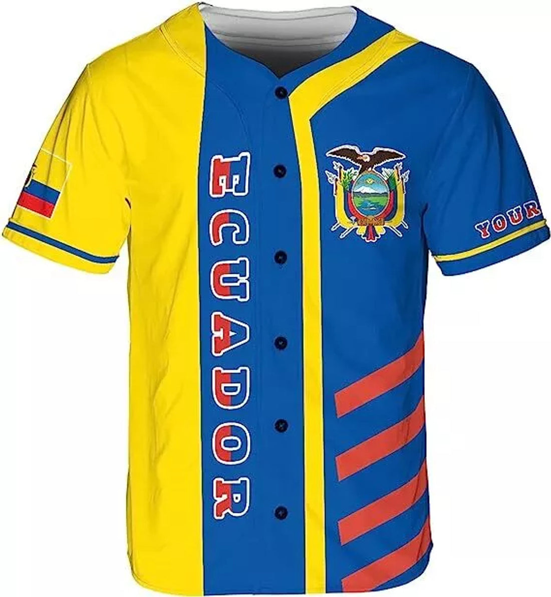 Custom Personalized Ecuador Baseball Jersey Shirt, Ecuador Flag Jersey, Ecuadorian Jers