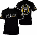 Custom Dispatcher 3D Shirt, Custom Dispatcher 3D T-shirt, Thin Gold Line Flag