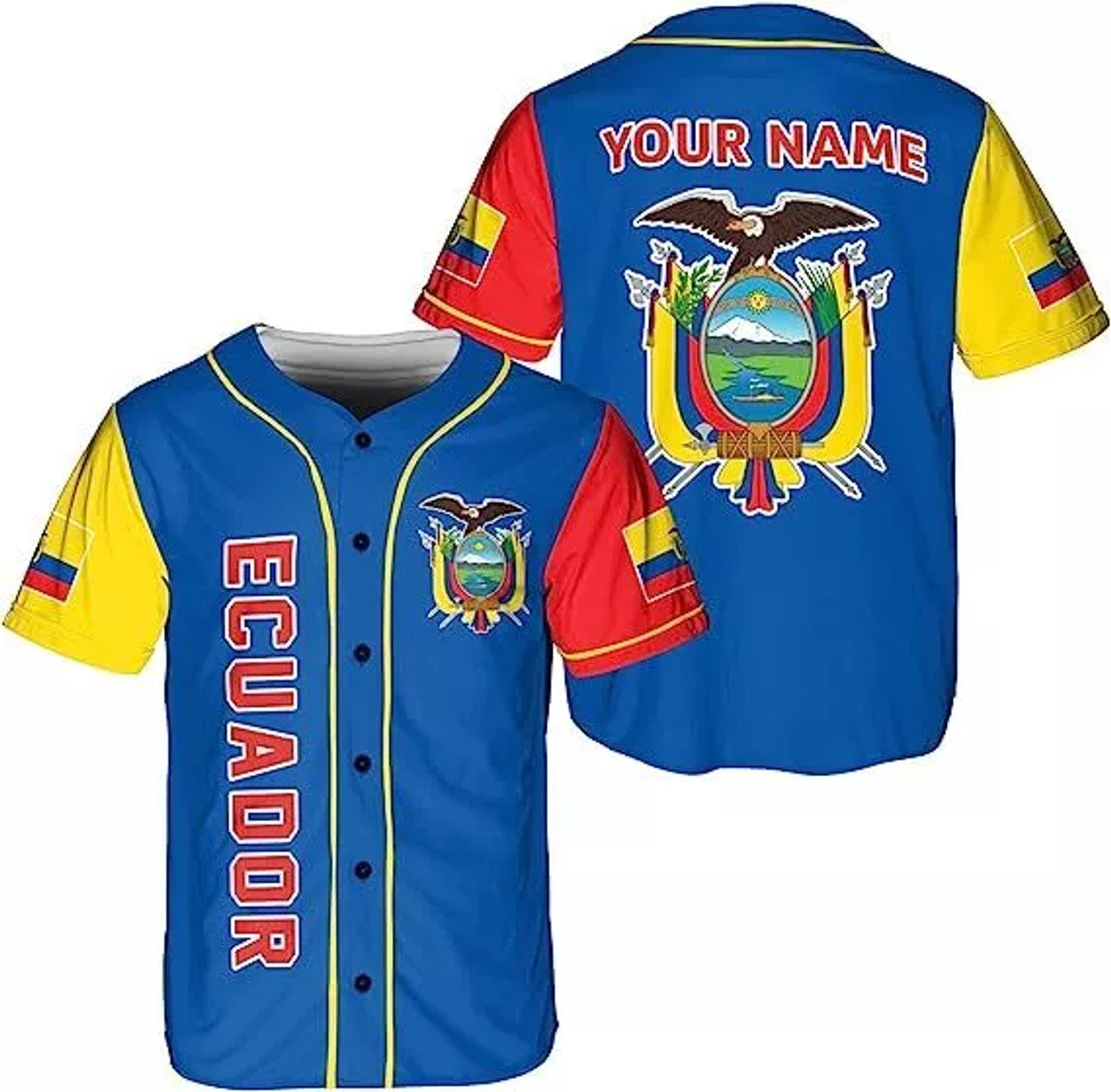 Custom Ecuador Baseball Jersey Shirt, Ecuador Flag Jersey, Ecuadorian Jers
