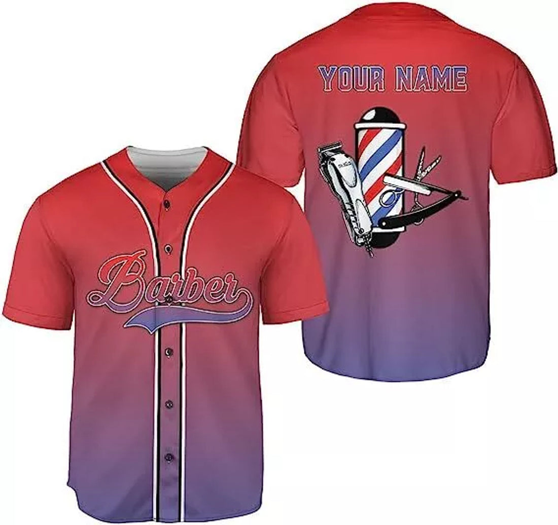 Custom Personalized Barber Shop Baseball Jersey, Hairdresser Baseball Jersey Barber, To
