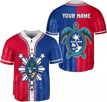Personalized Guam Men's Novelty Baseball Jersey Short Sleeve 3D Jersey Guahan