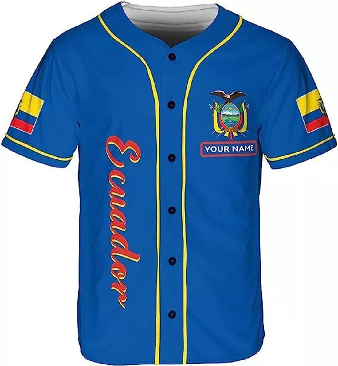 Custom Name Ecuador Baseball Jersey Shirt, Ecuador Flag Jersey Ecuadorian Jers