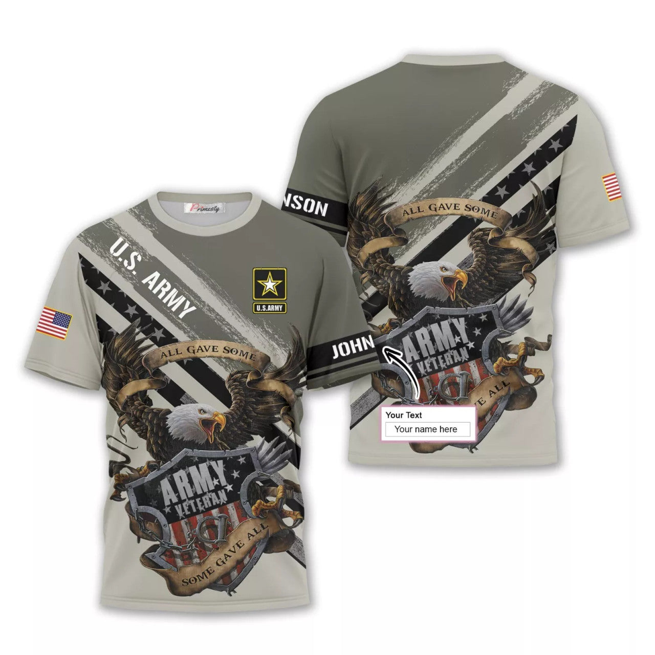 Custom Name US Army Veteran 3D Shirt, Men and Women Full Size S-5XL
