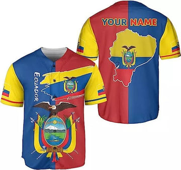 Custom Personalized Ecuador Baseball Jersey Shirt Ecuador Flag Jersey Ecuadorian Jers