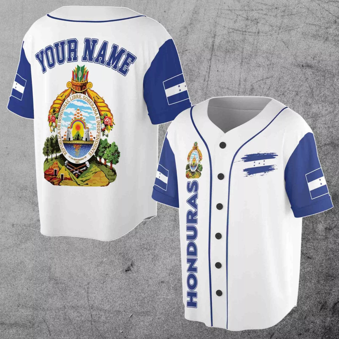 Custom Personalized Name Honduras Flag Honduras Coat of Arms 3D Baseball Jersey