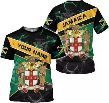 Custom Jamaica Flag Lion Shirt for Men Women Jamaican Pride T-Shirt 3D