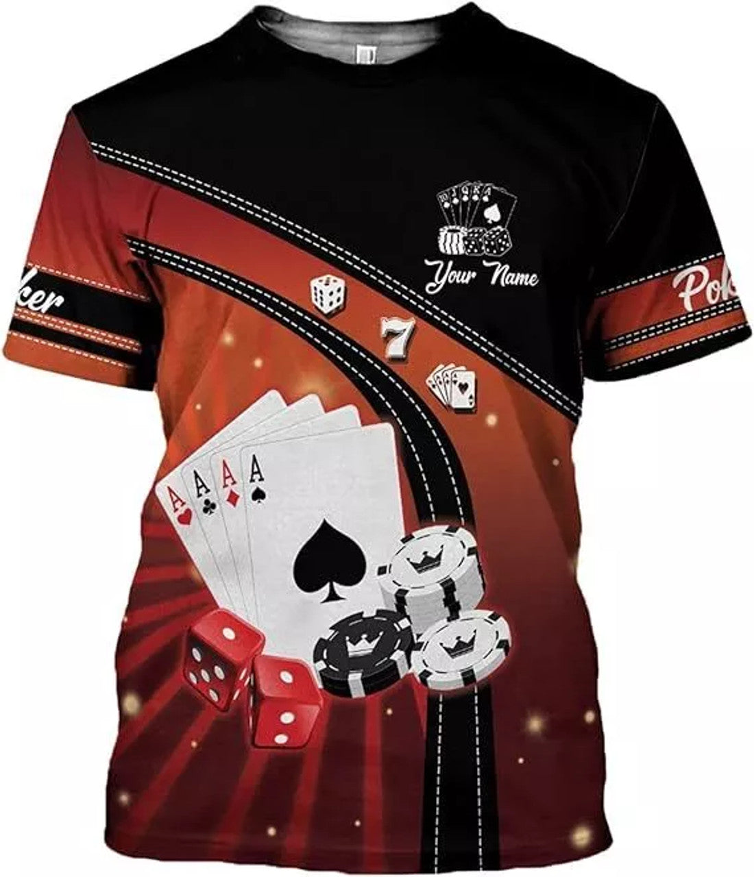 Custom Poker Shirts Poker Player Shirt Funny Casino Poker Pattern T-Shirt Men