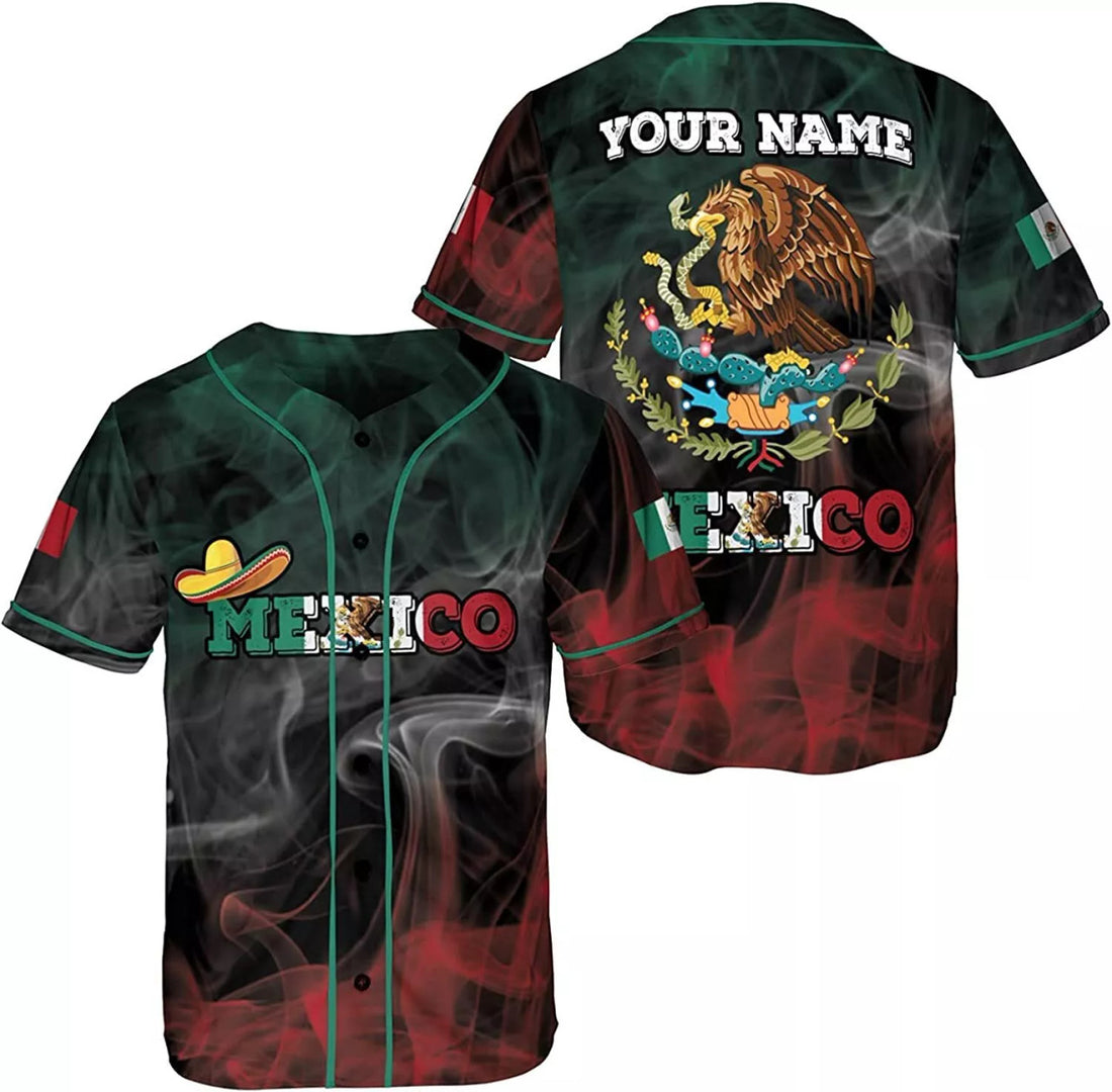 Custom Personalization Mexico Mexican Eagle AOP Baseball Jersey Unisex XS-5XL Mexico B