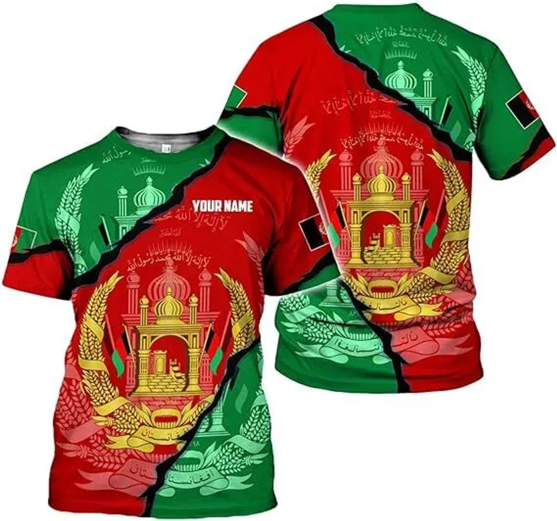 Custom Afghanistan Shirt 3D Afghan Clothes for Men Afghanistan Flag Pride