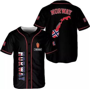 Custom Personalized Norway Baseball Jersey Shirt Norwegian Pride Flag Norwegian J
