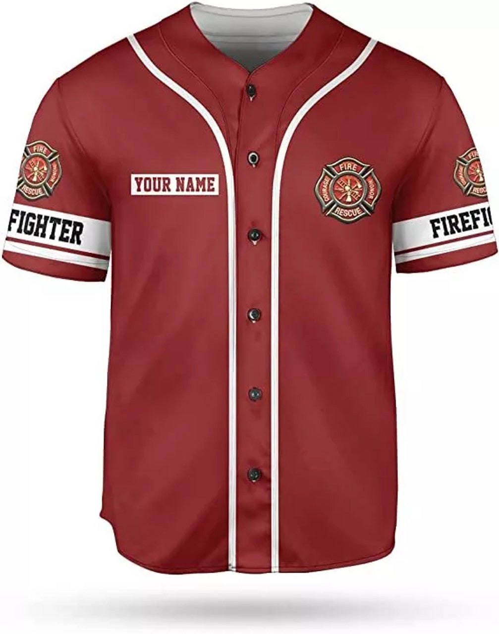 Custom Personalized Firefighter Baseball Jersey, Thin Red Line Fire Man Gift, Firefight