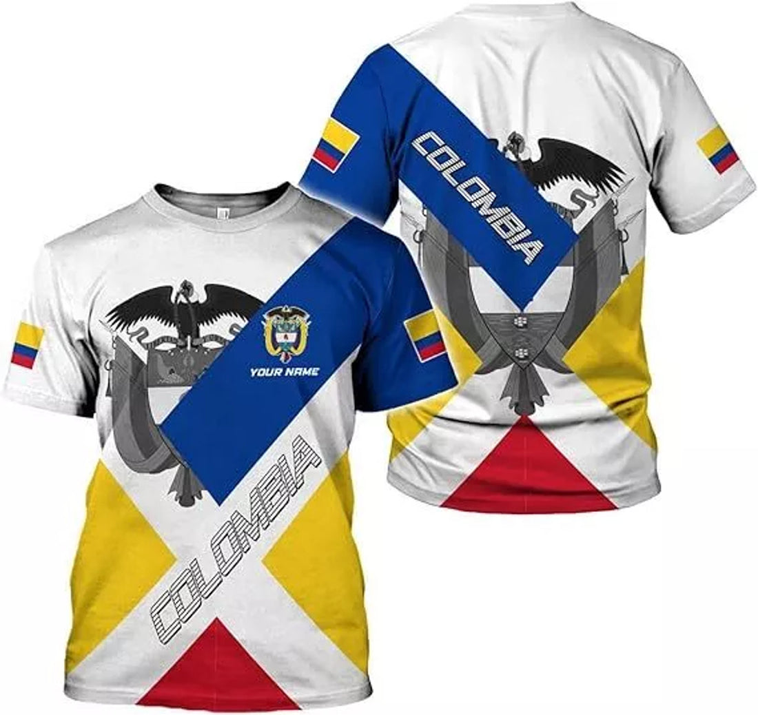 Custom Colombia Shirts Colombia Flag Shirt Colombian T-Shirt for Men Colombian