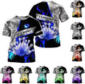 Customize Name Team Name Bowling Lover Bowling Team Uniform Unisex 3D T-shirt Size S-5XL