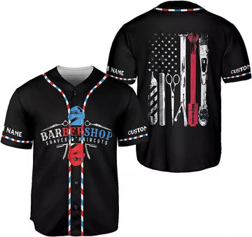 Custom Personalized Baber Shop Baseball Jersey, Hairdresser Baseball Jersey Barber