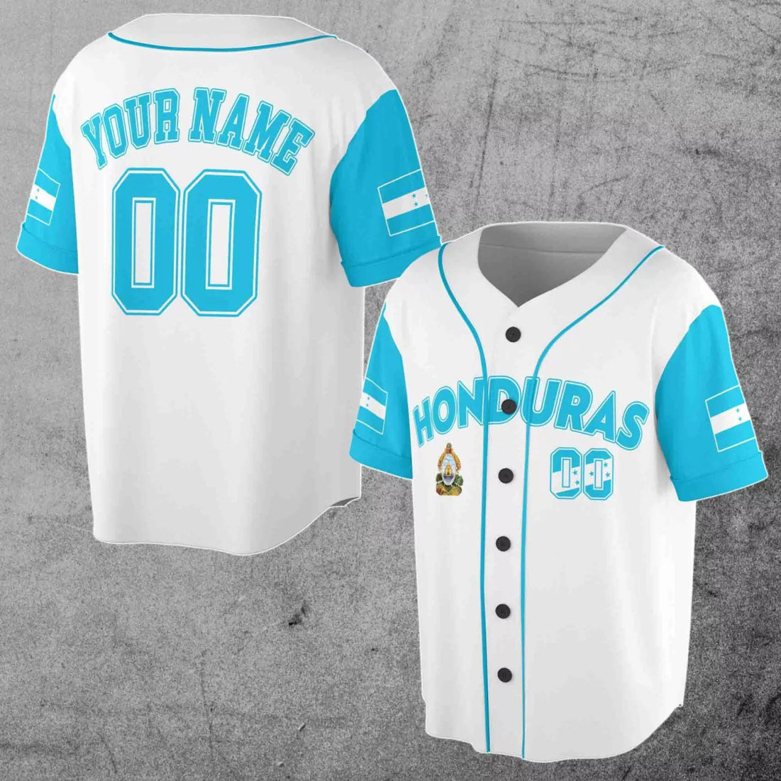 Custom Name Number Honduras Flag Honduras Coat of Arms 3D Baseball Jersey Size