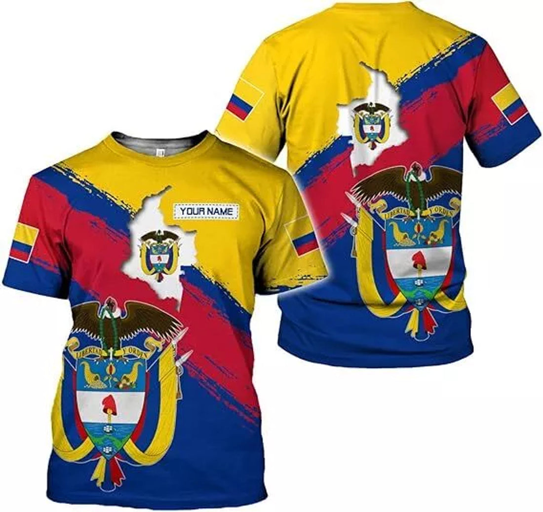 Custom Colombia Shirts Colombia Flag Shirt Colombian T-Shirt for Men Colombian T-Shirt