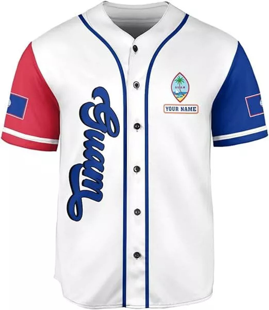 Custom Guam Baseball Jersey Shirt, Guahan Flag Jersey, Guam Islander Pride