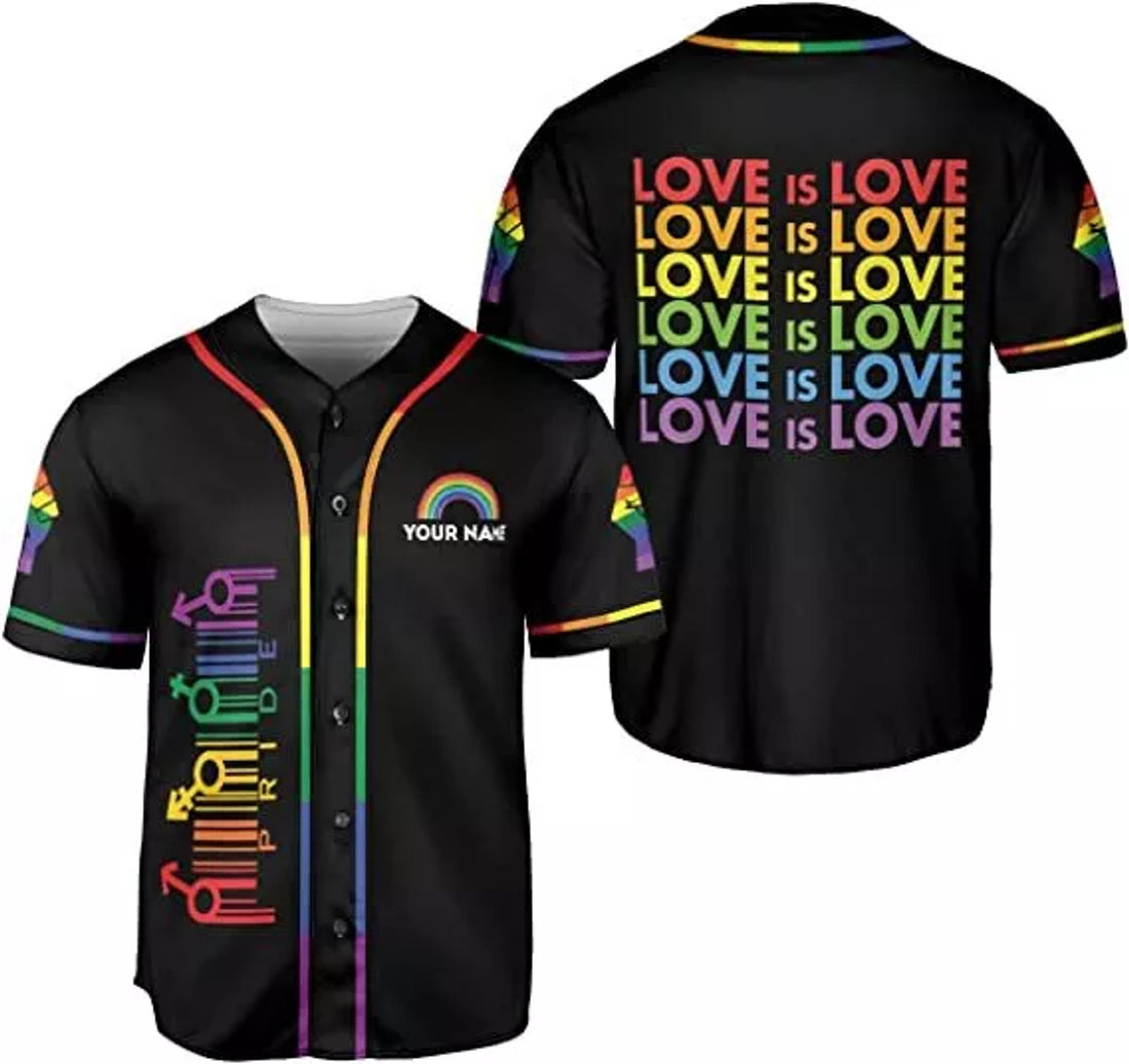 Custom Personalized LGBT Pride Baseball Jersey LGBT Flag Rainbow Baseball Jersey LGBT