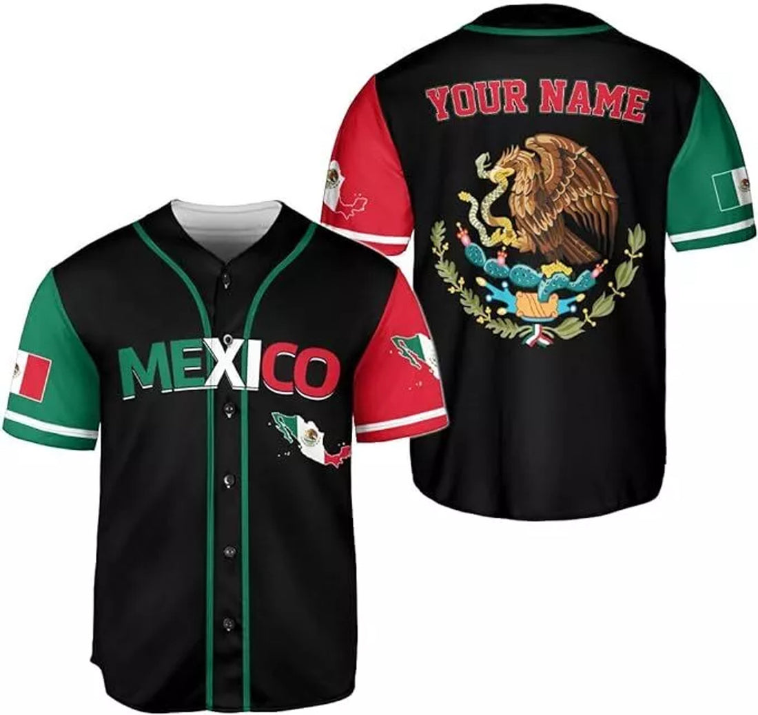 Custom Mexico Eagle Flag Baseball Jersey for Men and Women - Mexican Shirt