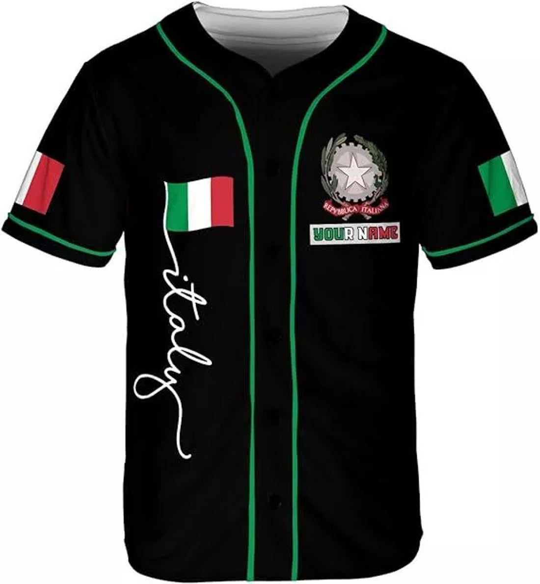 Custom Italia Baseball Jersey for Men Italian Jersey Shirt Italia Pride Flag
