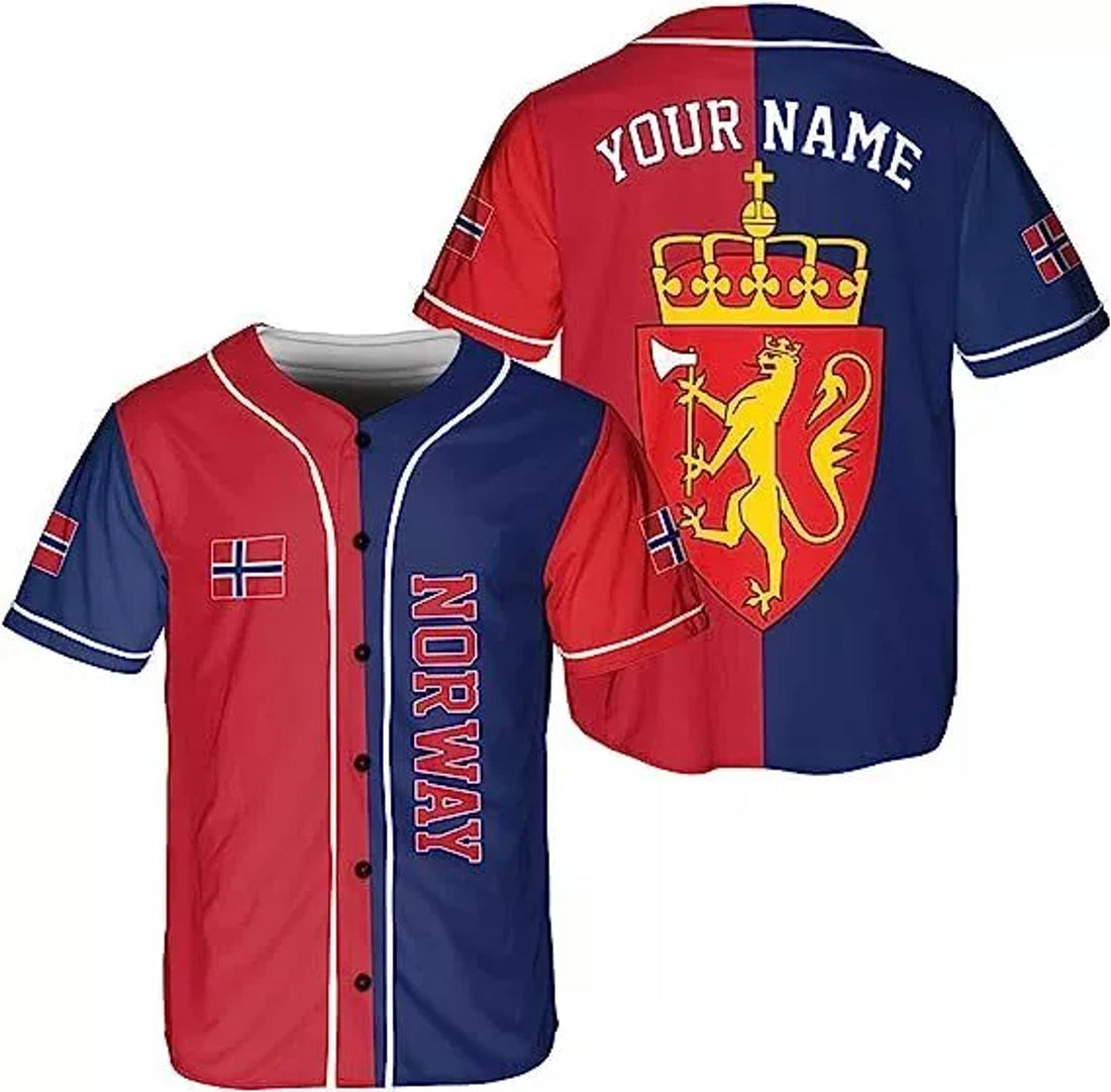 Custom Personalized Norway Baseball Jersey, Shirt Norwegian Pride Flag Roots Norwegian