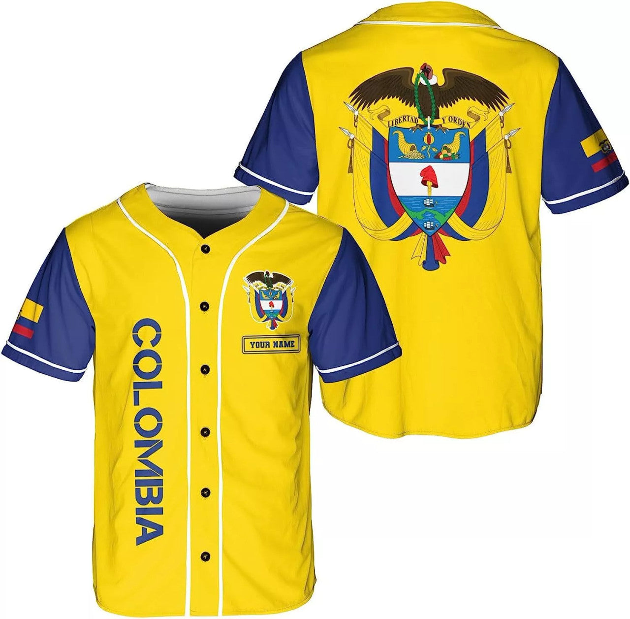 Custom Personalized Colombia Baseball Jersey Shirt, Colombian Flag Jersey Colombian Pr