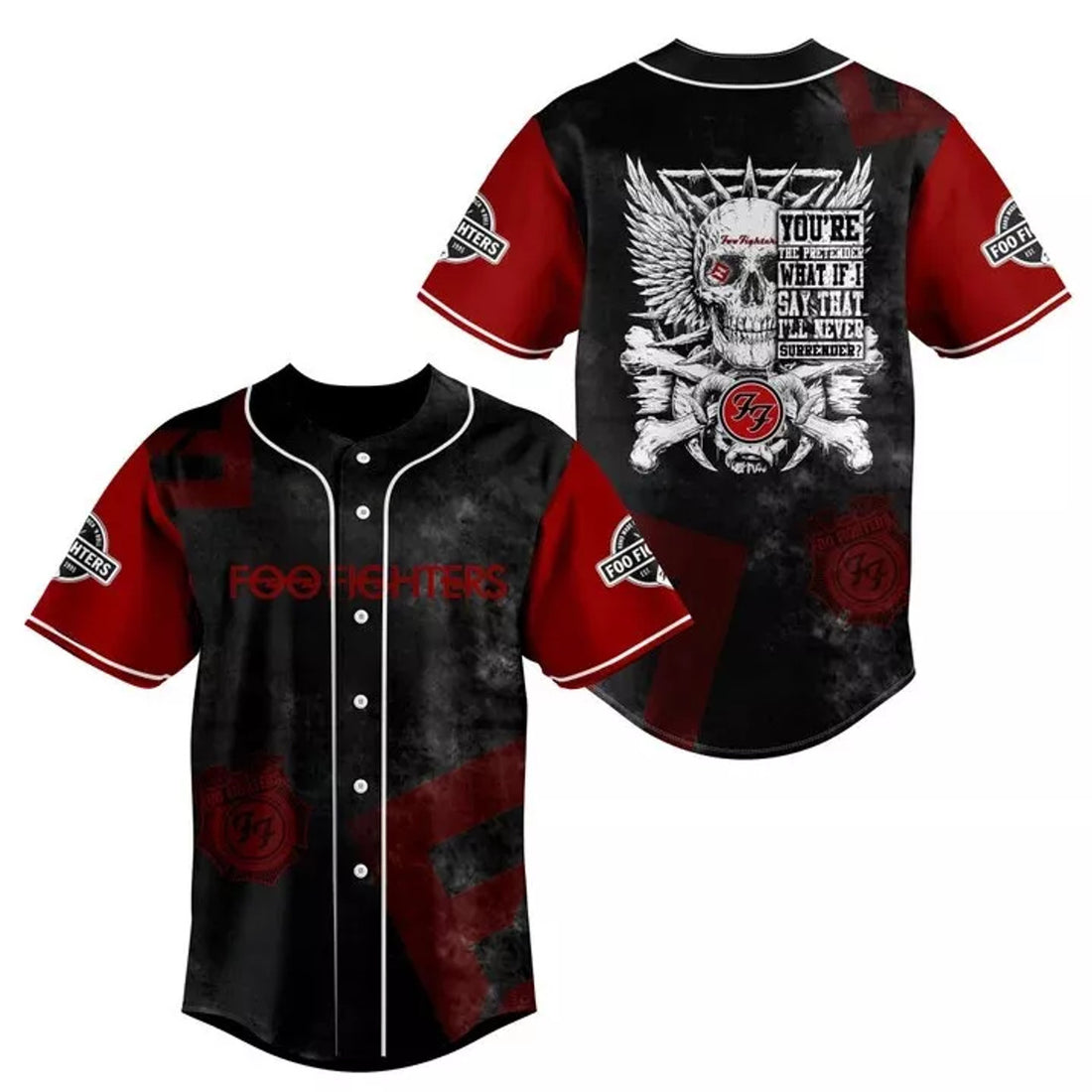 Foo Fighters Rock Band Skull 3D Print Baseball Jersey Shirts Gift For Men Women
