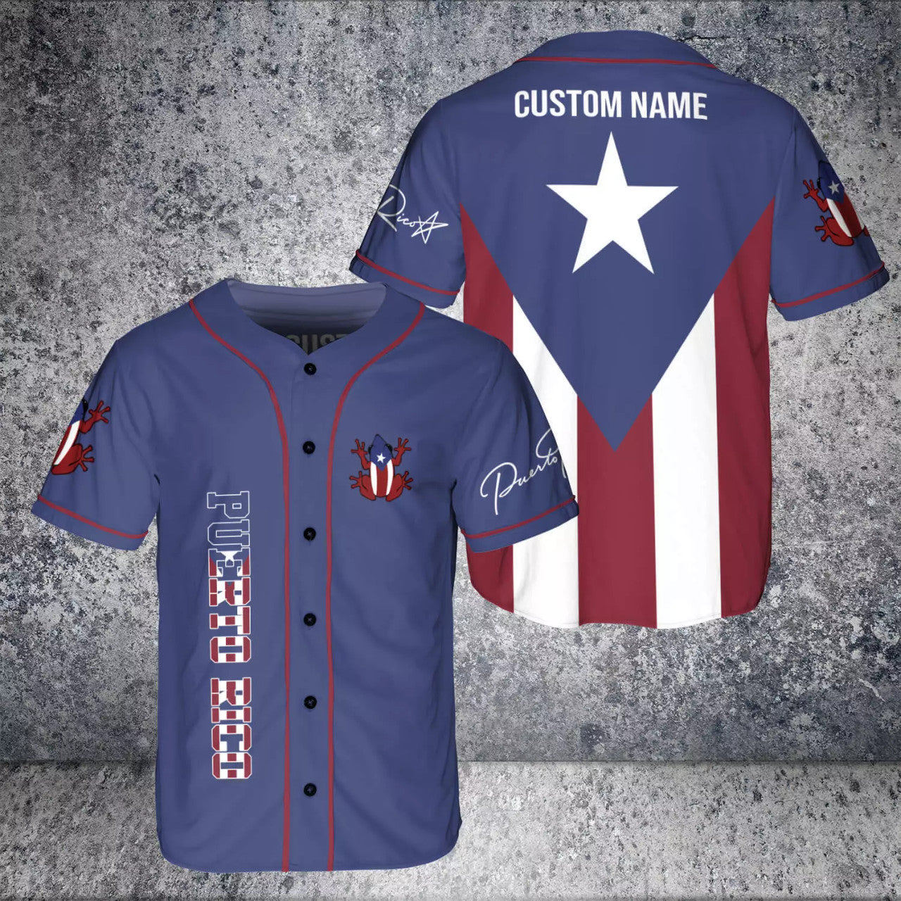 Custom Puerto Rico Flag Estado Libre Asociado 3D BaseBall Jersey Comfortable Fabric