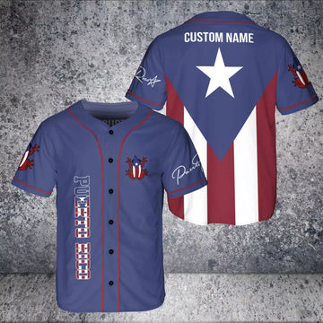 Custom Puerto Rico Flag Estado Libre Asociado 3D BaseBall Jersey Comfortable Fabric