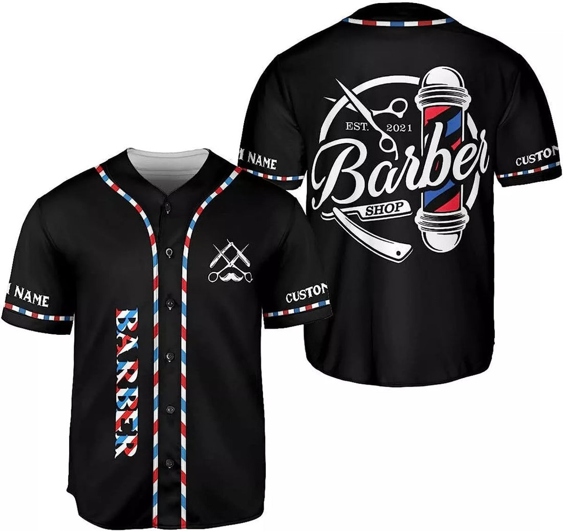 Custom Personalized Baber Shop Baseball Jersey Hairdresser Baseball Jersey Barber