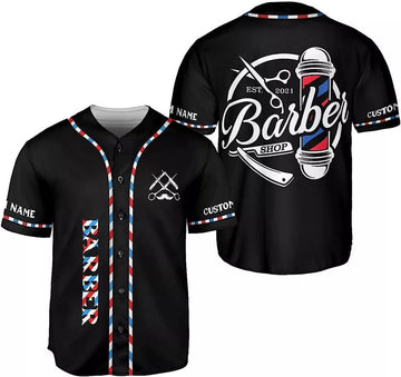 Custom Personalized Baber Shop Baseball Jersey Hairdresser Baseball Jersey Barber