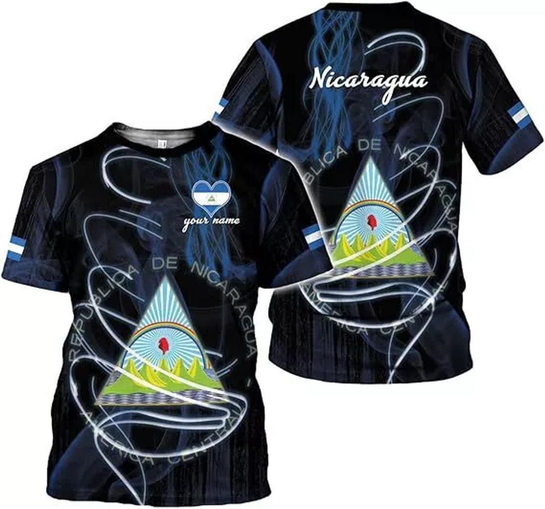 Custom Nicaragua Shirt 3D Nicaragua Flag Shirts Nicaraguan Camisas 3D T-Shirt