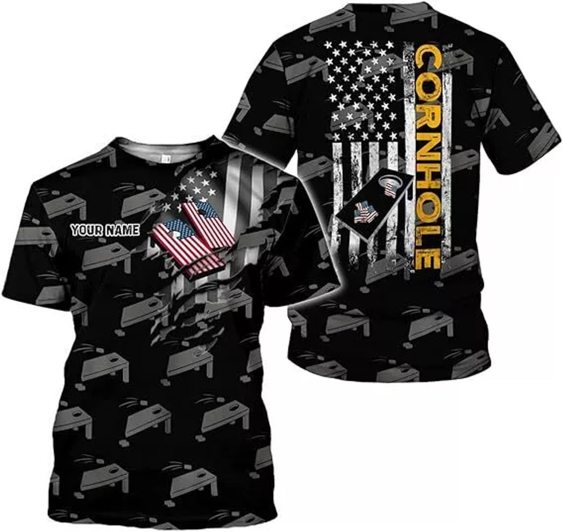 Custom Cornhole T-Shirt Personalized Cornhole Team Uniform Gift for Men