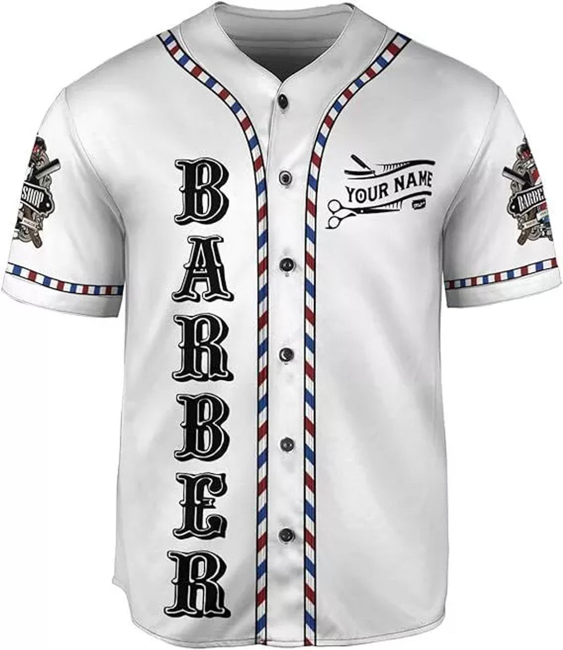 Custom Personalized Barber Shop Baseball Jersey Shirt 3D for Men Women Scis