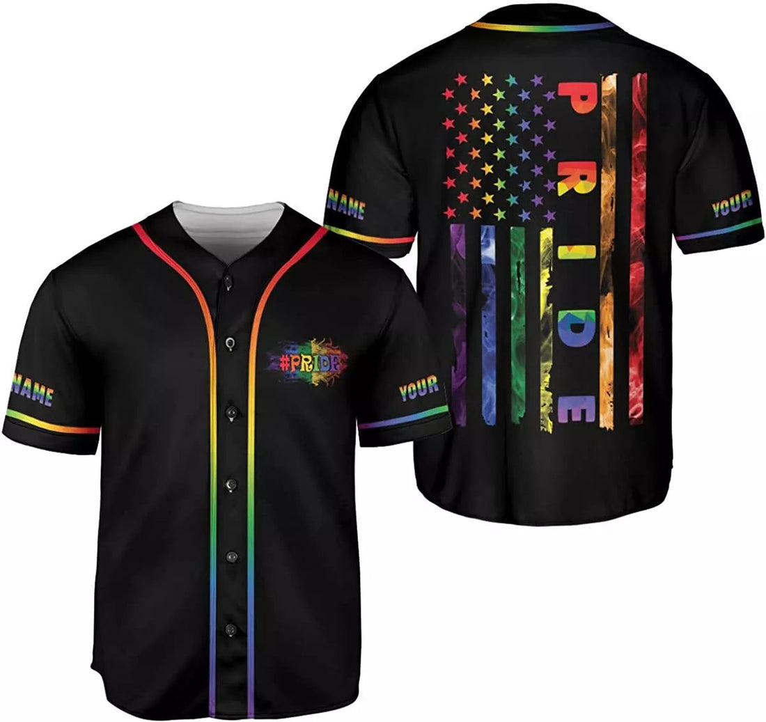 Custom Personalized Name LGBT Love is Love Pride Baseball Jersey Shirt, LGBT Rainbow