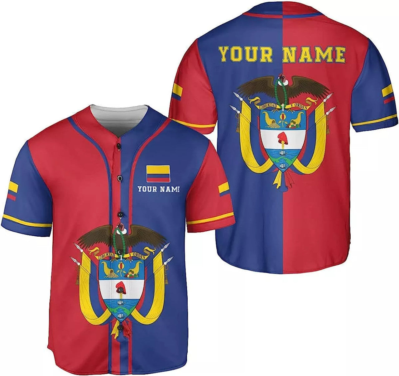 Custom Personalized Colombia Baseball Jersey Shirt Colombian Flag Jersey Colombian P