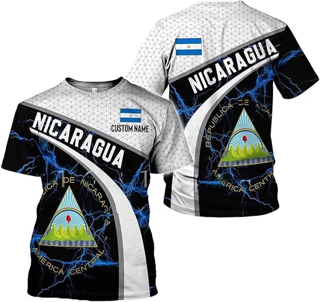 Custom Nicaragua Shirts, Camisa De Nicaragua, Nicaraguan Flag Custom Name T-Shirt