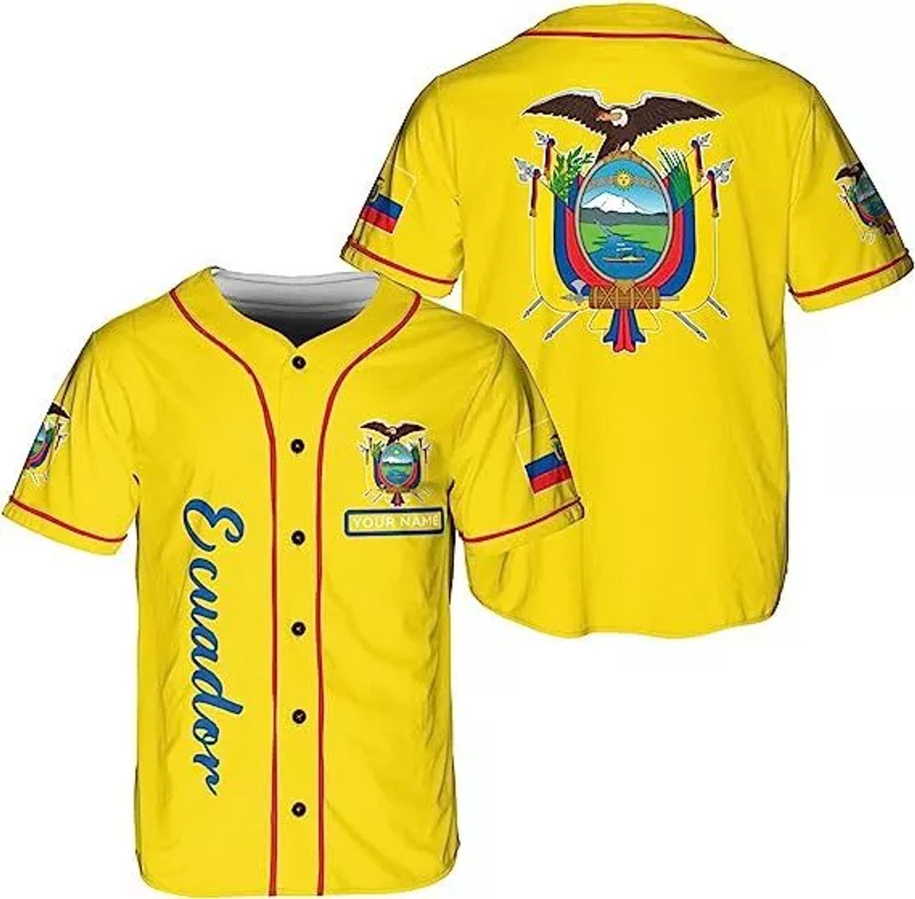 Custom Personalized Ecuador Baseball Jersey Shirt Ecuador Flag Jersey, Ecuadorian Jers