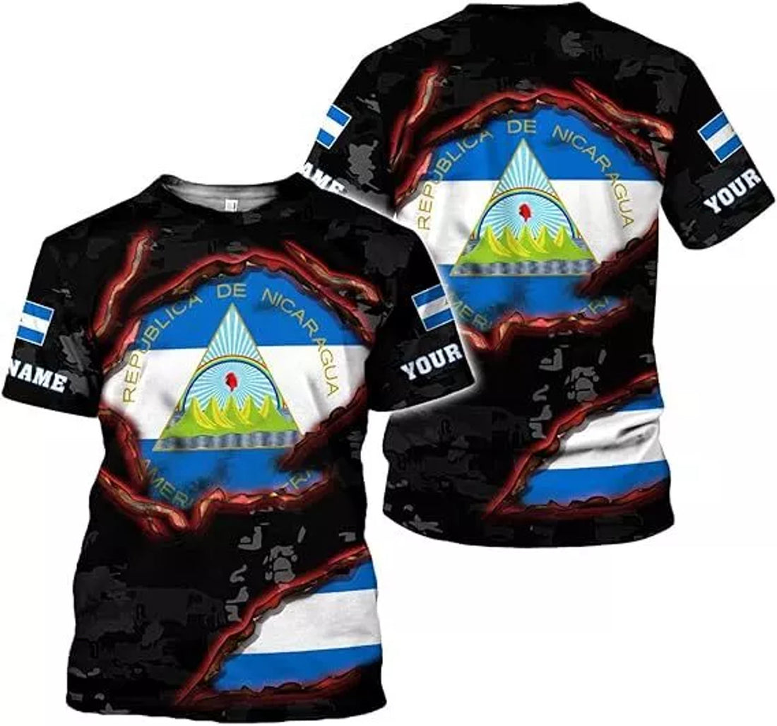 Custom Nicaragua Flag Shirts Nicaraguan Camisas T-Shirt