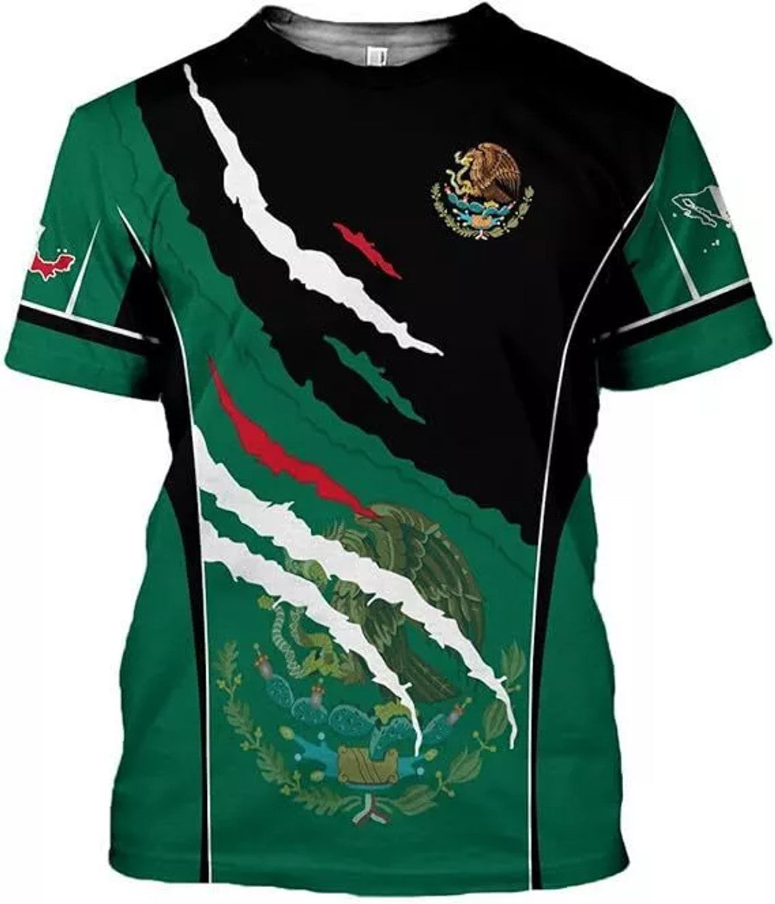 Custom Mexico Shirts for Men Mexican Shirts 3D Mexican Flag T-Shirt Mexico Flag