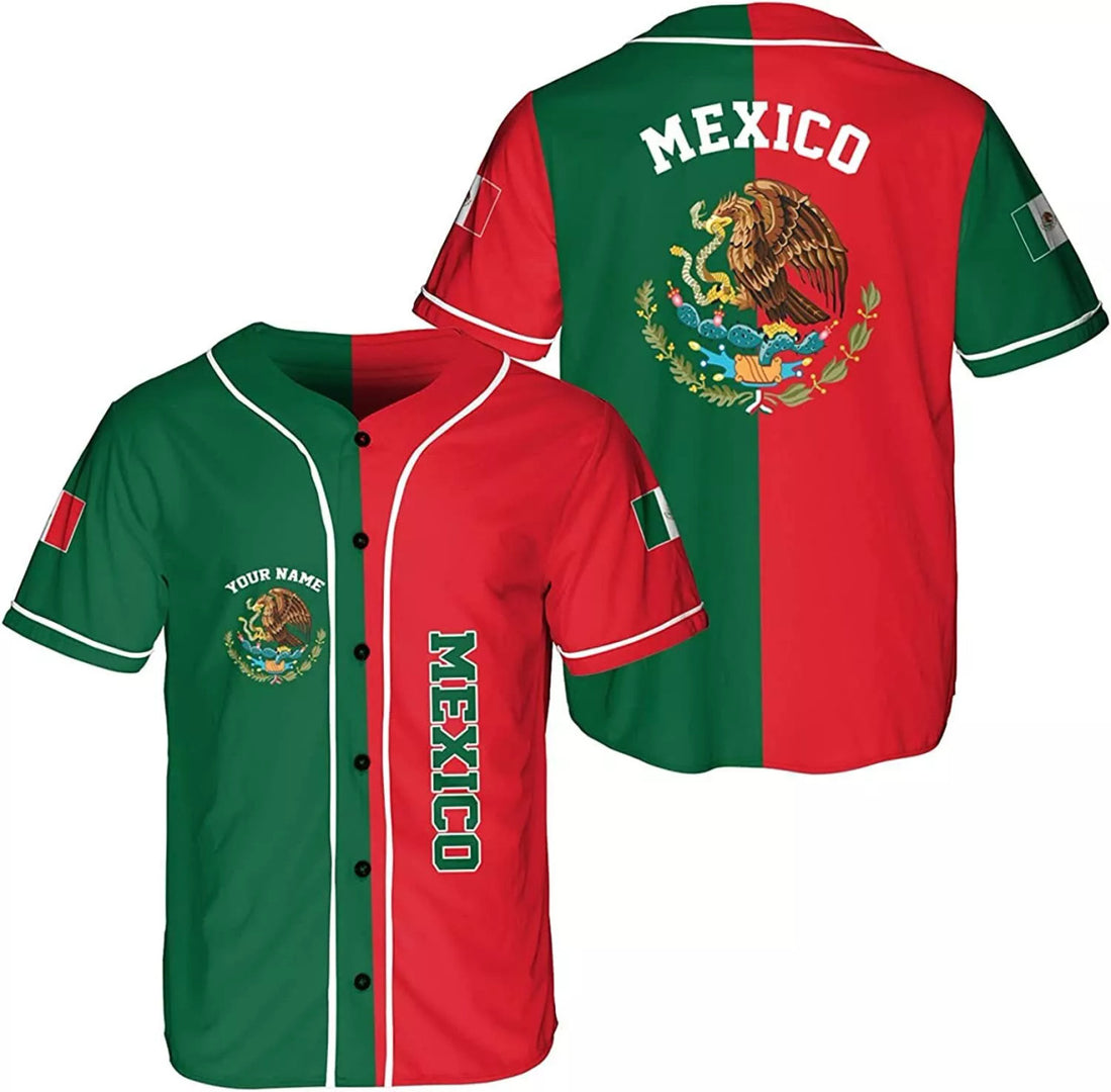 Custom Personalization Mexico Mexican Eagle AOP Baseball Jersey Unisex XS-5XL, Mexico B