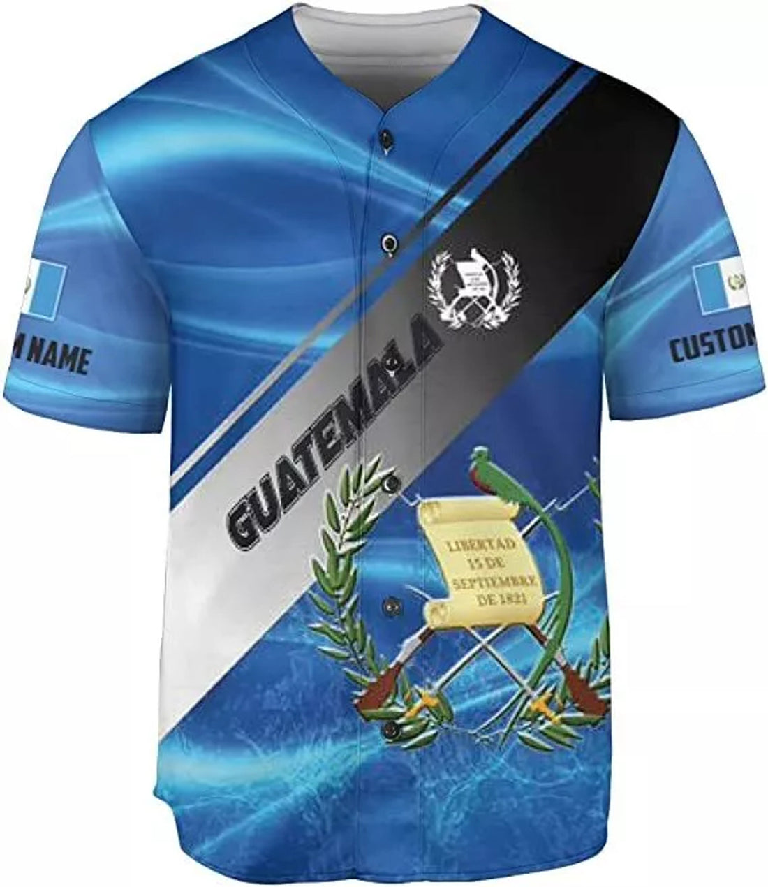 Custom Personalized Guatemala Baseball Jersey Shirt, Guatemalan Pride 3D Shirts Gif