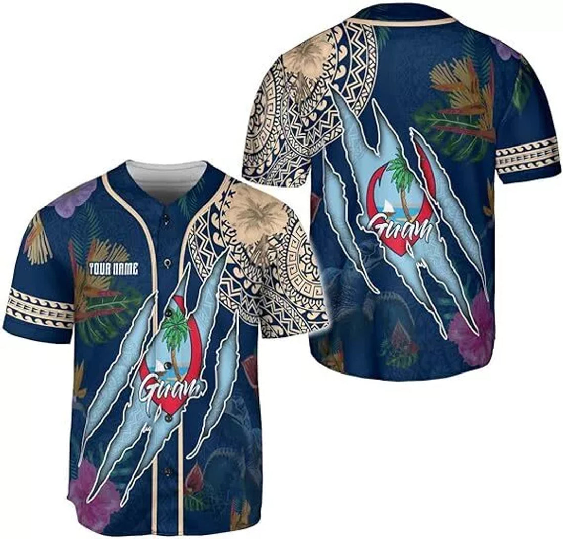 Custom Guam Men's Novelty Baseball Jersey Short Sleeve 3D Jersey Guahan