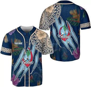 Custom Guam Men's Novelty Baseball Jersey Short Sleeve 3D Jersey Guahan