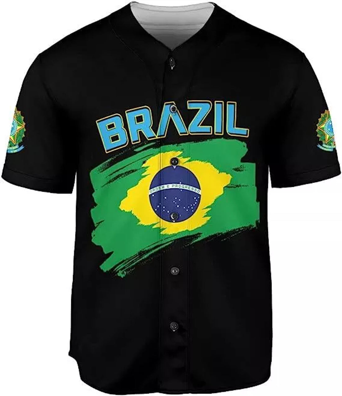 Custom Personalized Brazil Baseball Jersey Shirt Brasil Brazilian Flag Bandera Bandeira