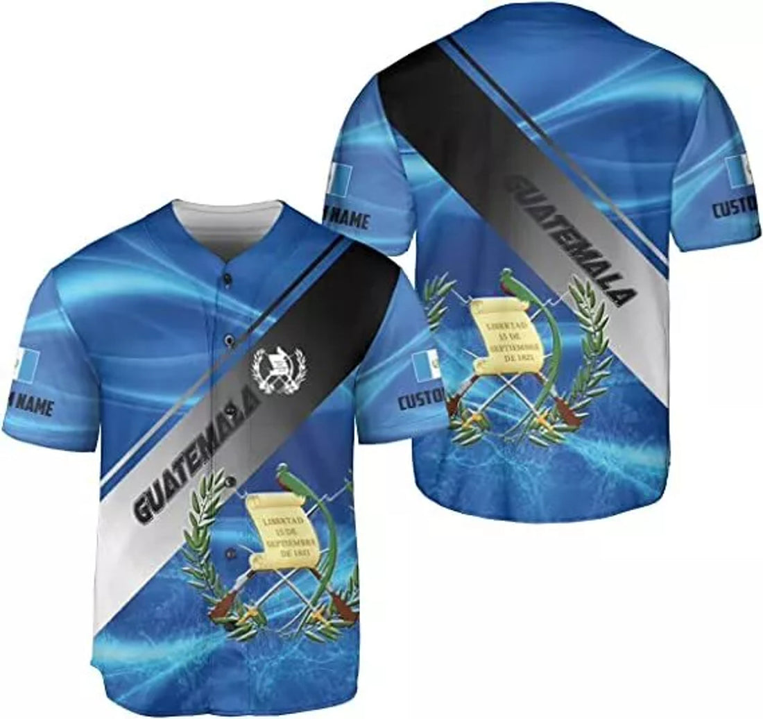 Custom Personalized Guatemala Baseball Jersey Shirt, Guatemalan Pride 3D Shirts Gif